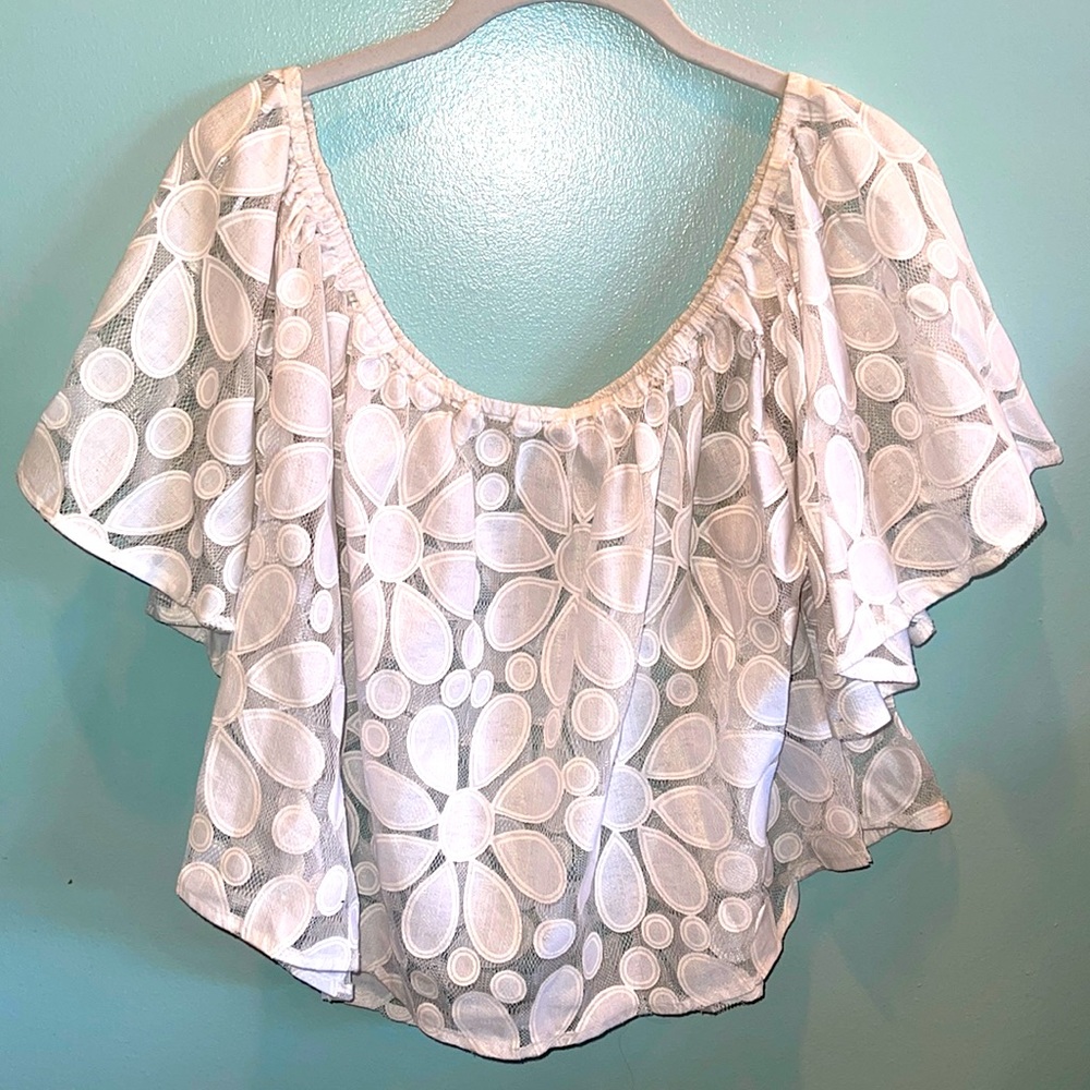Floral lace sheer top size L